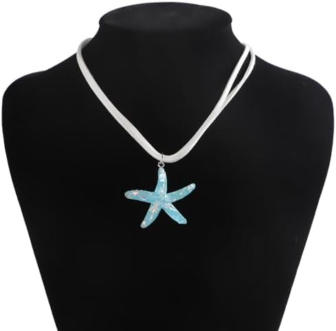 Starfish fringe layered velvet choker necklace